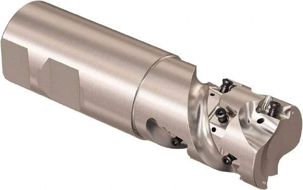 Seco - 1" Cutting Diam, 1" Shank Diam, 8mm Max Depth of Cut, Straight Shank Indexable Copy End Mill - 2 Inserts, LOEX Insert, R217.94 Toolholder - USA Tool & Supply