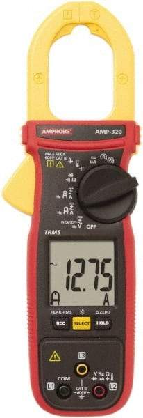 Amprobe - AMP-320, CAT III, Digital True RMS Clamp Meter with 1.378" Clamp On Jaws - 600 VAC/VDC, 600 AC/DC Amps, Measures Voltage, Capacitance, Current, microAmps, Resistance, Temperature - USA Tool & Supply