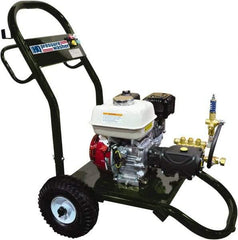 Value Collection - Gas, 14 hp, 3,700 psi, 4 GPM, Cold Water Pressure Washer - AR Triplex Ceramic Plunger, 50' x 3/8" Hose - USA Tool & Supply