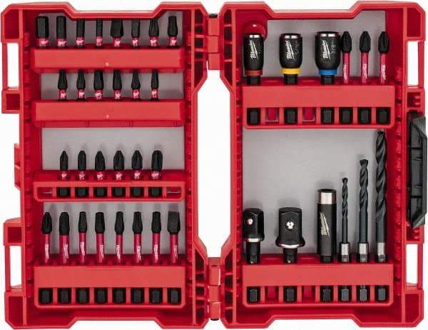 Milwaukee Tool - 40 Piece, Bit Set - 1/8 to 1/4" Hex, Phillips, Slotted, Torx, Square Point - USA Tool & Supply