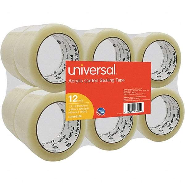 UNIVERSAL - 48mm Wide x 1.7mm Thick x 100m Long, 66100 Box Sealing & Label Protection Tape - Clear - USA Tool & Supply