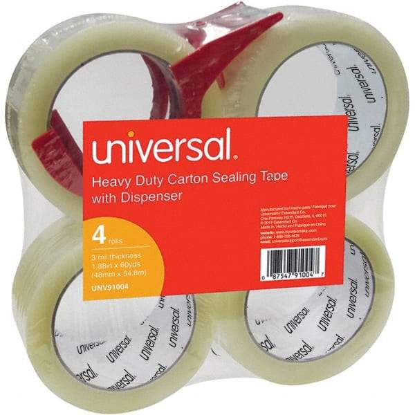 Universal One - 48mm Wide x 3mm Thick x 54.8m Long, 91004 Box Sealing & Label Protection Tape - Clear - USA Tool & Supply