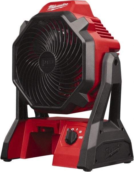 Milwaukee Tool - 7" Blade, 284 Max CFM, Cordless Fan - 2.5 Amps, 18 Volts, 3 Speed - USA Tool & Supply