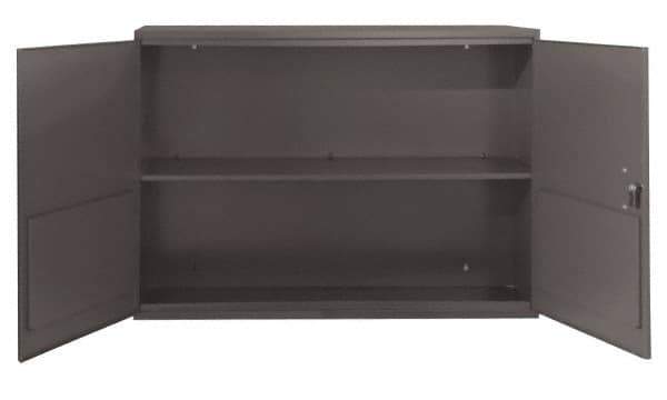 Durham - 1 Shelf Wall Storage Cabinet - Steel, 33-3/4" Wide x 11-7/8" Deep x 23-7/8" High, Gray - USA Tool & Supply