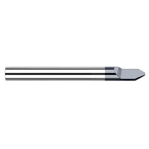 Engraving Cutters - 0.1250″ (1/8″) Shank Diameter × 0.0200″ Radius × 90° included Carbide Radius Engraver, 1 Flute, AlTiN Coated - Exact Industrial Supply
