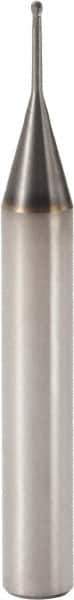 Seco - 0.5mm Diam, 0.5mm LOC, 2 Flute Solid Carbide Ball End Mill - MEGA-T Finish, Single End, 50mm OAL, 6mm Shank Diam, Spiral Flute - USA Tool & Supply