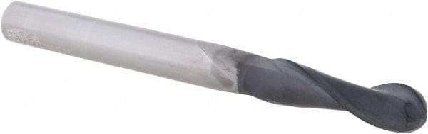 Seco - 6mm Diam, 20mm LOC, 2 Flute Solid Carbide Ball End Mill - Diamond Finish, Single End, 65mm OAL, 6mm Shank Diam, Spiral Flute - USA Tool & Supply