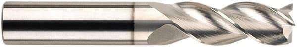 SGS - 1/4", 1/2" LOC, 1/4" Shank Diam, 2-1/2" OAL, 3 Flute, Solid Carbide Square End Mill - Single End, Uncoated, Spiral Flute, 38° Helix, Centercutting, Right Hand Cut, Right Hand Flute, Series 43 - USA Tool & Supply