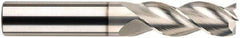 SGS - 3/8", 1-1/4" LOC, 3/8" Shank Diam, 3-1/2" OAL, 3 Flute, Solid Carbide Square End Mill - Single End, Uncoated, Spiral Flute, 38° Helix, Centercutting, Right Hand Cut, Right Hand Flute, Series 43 - USA Tool & Supply