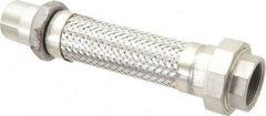 Made in USA - 12" OAL, 1-1/2" ID, 410 Max psi, Flexible Metal Hose Assembly - USA Tool & Supply