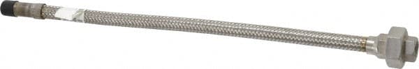 Made in USA - 18" OAL, 3/8" ID, 1,450 Max psi, Flexible Metal Hose Assembly - USA Tool & Supply