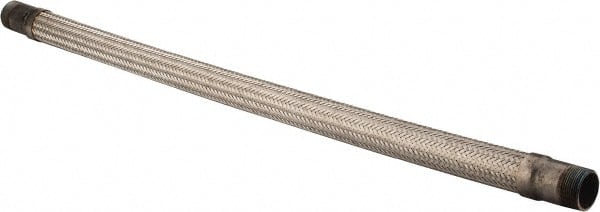 Made in USA - 36" OAL, 1-1/4" ID, 450 Max psi, Flexible Metal Hose Assembly - USA Tool & Supply