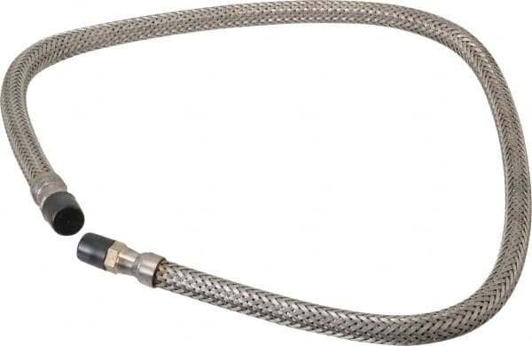 Made in USA - 36" OAL, 1/4" ID, 2,240 Max psi, Flexible Metal Hose Assembly - USA Tool & Supply