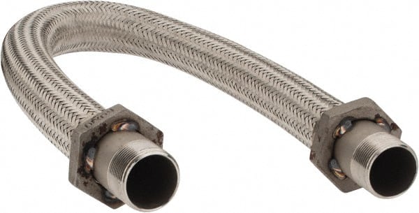 Made in USA - 36" OAL, 1-1/4" ID, 450 Max psi, Flexible Metal Hose Assembly - USA Tool & Supply