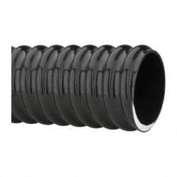 Made in USA - 2" ID, 28 Hg Vac Rating, 70 psi, PVC Vacuum & Duct Hose - 100' Long, Black, 5" Bend Radius, -10°F Min - USA Tool & Supply