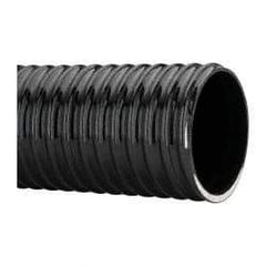 Made in USA - 4" ID, 28 Hg Vac Rating, 40 psi, PVC Vacuum & Duct Hose - 100' Long, Black, 10" Bend Radius, -10°F Min - USA Tool & Supply