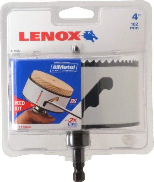 Lenox - 4" Diam, 1-1/2" Cutting Depth, Hole Saw - Bi-Metal Saw, Toothed Edge - USA Tool & Supply