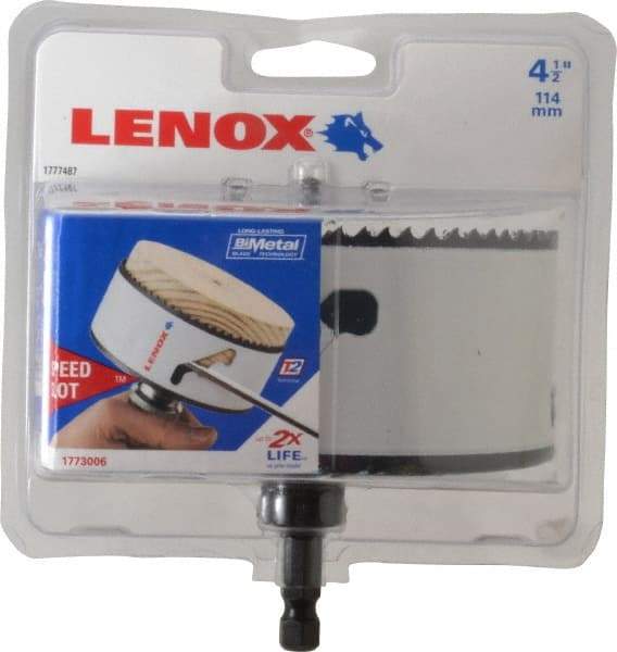 Lenox - 4-1/2" Diam, 1-1/2" Cutting Depth, Hole Saw - Bi-Metal Saw, Toothed Edge - USA Tool & Supply