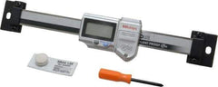 Mitutoyo - 0 to 4 Inch, 0.01mm Resolution Horizontal Electronic Linear Scale - 0.001 Inch Accuracy, Data Output, SR44 Battery - USA Tool & Supply