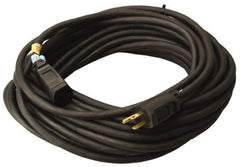 Southwire - 100', 12/3 Gauge/Conductors, Black Outdoor Extension Cord - 1 Receptacle, 15 Amps, UL SJEOW, NEMA 5-15P, 5-15R - USA Tool & Supply
