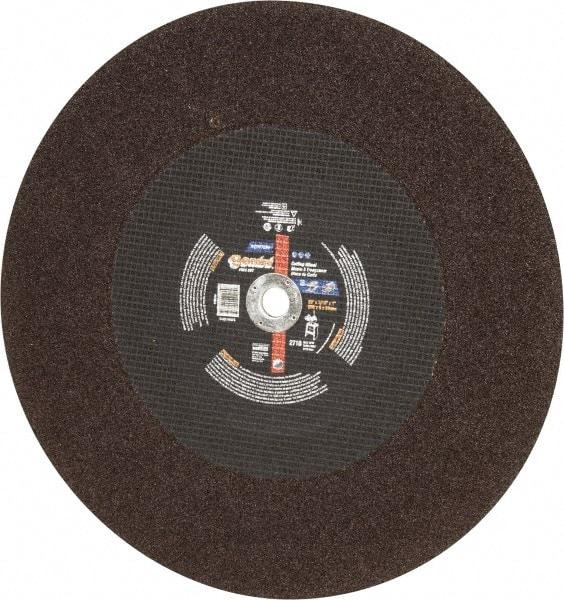 Norton - 20" Aluminum Oxide Cutoff Wheel - 3/16" Thick, 1" Arbor, 2,710 Max RPM, Use with Stationary Tools - USA Tool & Supply