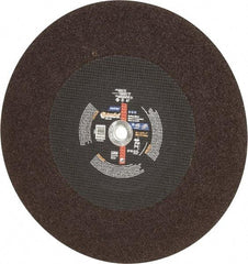 Norton - 20" Aluminum Oxide Cutoff Wheel - 3/16" Thick, 1" Arbor, 2,710 Max RPM, Use with Stationary Tools - USA Tool & Supply