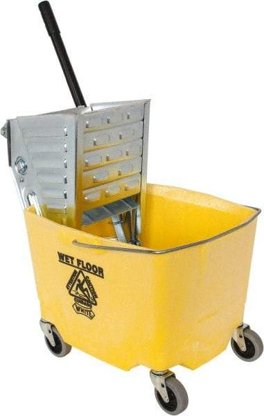 Value Collection - 35 Qt Plastic Metal Bucket & Wringer - 3" Long, Yellow - USA Tool & Supply