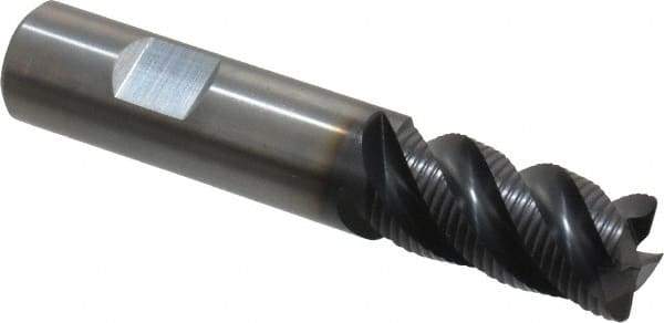 Kennametal - 3/4" Diam, 1-1/2" LOC, 4 Flute Solid Carbide 0.05" Corner Radius Roughing End Mill - AlTiN Finish, 4" OAL, 3/4" Shank Diam, Single End, Centercutting, 40° Helix - USA Tool & Supply