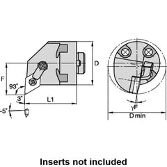 Kennametal - Right Hand Cut, 33.02mm Min Bore Diam, Size H16 Modular Boring Cutting Unit Head - Through Coolant, Compatible with DN.. - USA Tool & Supply