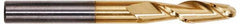 Hertel - 3/4" Diam, 2-1/4" LOC, 2 Flute Solid Carbide Ball End Mill - TiN Finish, Single End, 5" OAL, 3/4" Shank Diam - USA Tool & Supply