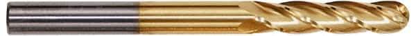 Hertel - 3/4" Diam, 2-1/4" LOC, 4 Flute Solid Carbide Ball End Mill - TiN Finish, Single End, 5" OAL, 3/4" Shank Diam - USA Tool & Supply