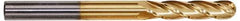 Hertel - 3/4" Diam, 2-1/4" LOC, 4 Flute Solid Carbide Ball End Mill - TiN Finish, Single End, 5" OAL, 3/4" Shank Diam - USA Tool & Supply
