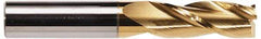 Hertel - 5/8", 1-1/4" LOC, 5/8" Shank Diam, 3-1/2" OAL, 3 Flute, Solid Carbide Square End Mill - Single End, TiN Finish, Spiral Flute, 30° Helix, Centercutting, Right Hand Cut - USA Tool & Supply