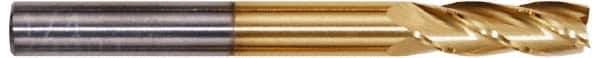 Hertel - 13/64", 5/8" LOC, 1/4" Shank Diam, 2-1/2" OAL, 4 Flute, Solid Carbide Square End Mill - Single End, TiN Finish, Spiral Flute, 30° Helix, Centercutting, Right Hand Cut, Right Hand Flute - USA Tool & Supply