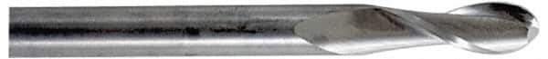 Hertel - 1/2" Diam, 3" LOC, 2 Flute Solid Carbide Ball End Mill - Uncoated, Single End, 6" OAL, 1/2" Shank Diam - USA Tool & Supply