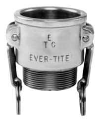 EVER-TITE Coupling Products - 5" Aluminum Cam & Groove Suction & Discharge Hose Female Coupler Male NPT Thread - Part B, 5" Thread, 75 Max psi - USA Tool & Supply
