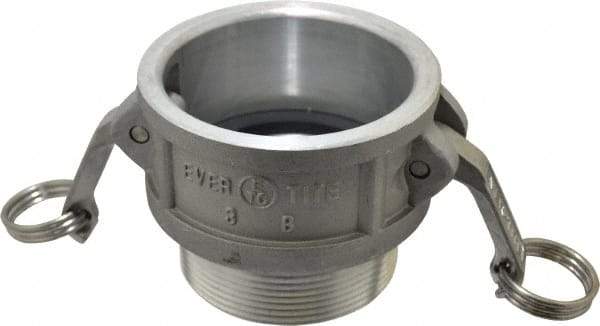 EVER-TITE Coupling Products - 3" Aluminum Cam & Groove Suction & Discharge Hose Female Coupler Male NPT Thread - Part B, 3" Thread, 125 Max psi - USA Tool & Supply