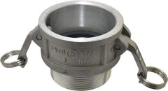 EVER-TITE Coupling Products - 3" Aluminum Cam & Groove Suction & Discharge Hose Female Coupler Male NPT Thread - Part B, 3" Thread, 125 Max psi - USA Tool & Supply