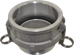 EVER-TITE Coupling Products - 4" Aluminum Cam & Groove Suction & Discharge Hose Female Coupler Male NPT Thread - Part B, 4" Thread, 100 Max psi - USA Tool & Supply