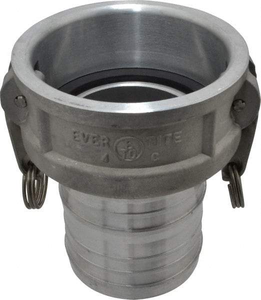 EVER-TITE Coupling Products - 4" Aluminum Cam & Groove Suction & Discharge Hose Female Coupler Hose Shank - Part C, 100 Max psi - USA Tool & Supply