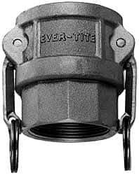 EVER-TITE Coupling Products - 6" Stainless Steel Cam & Groove Suction & Discharge Hose Female Coupler Female NPT Thread - Part D, 6" Thread, 75 Max psi - USA Tool & Supply