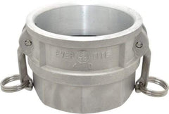 EVER-TITE Coupling Products - 4" Aluminum Cam & Groove Suction & Discharge Hose Female Coupler Female NPT Thread - Part D, 4" Thread, 100 Max psi - USA Tool & Supply
