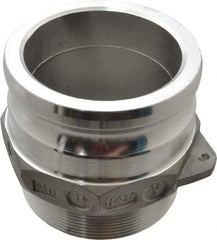EVER-TITE Coupling Products - 4" Aluminum Cam & Groove Suction & Discharge Hose Male Adapter Male NPT Thread - Part F, 4" Thread, 100 Max psi - USA Tool & Supply