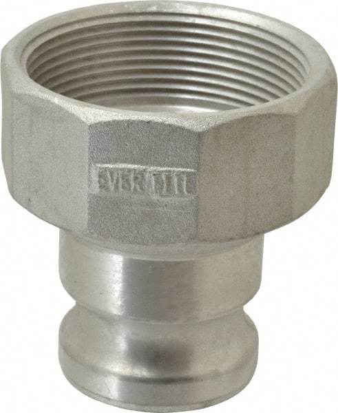 EVER-TITE Coupling Products - 2" Aluminum Cam & Groove Suction & Discharge Hose Male Adapter Female NPT Thread - Part A, 3" Thread, 250 Max psi - USA Tool & Supply