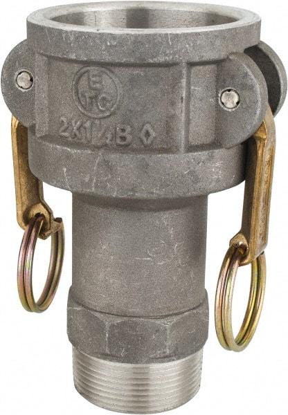 EVER-TITE Coupling Products - 2" Aluminum Cam & Groove Suction & Discharge Hose Female Coupler Male NPT Thread - Part B, 1-1/2" Thread, 250 Max psi - USA Tool & Supply