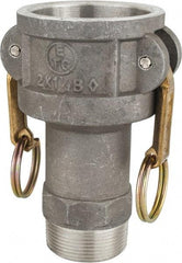 EVER-TITE Coupling Products - 2" Aluminum Cam & Groove Suction & Discharge Hose Female Coupler Male NPT Thread - Part B, 1-1/2" Thread, 250 Max psi - USA Tool & Supply