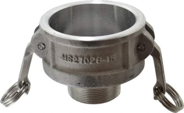 EVER-TITE Coupling Products - 3" Aluminum Cam & Groove Suction & Discharge Hose Female Coupler Male NPT Thread - Part B, 2" Thread, 125 Max psi - USA Tool & Supply