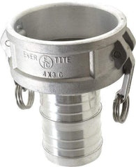 EVER-TITE Coupling Products - 4" Aluminum Cam & Groove Suction & Discharge Hose Female Coupler Hose Shank - Part C, 100 Max psi - USA Tool & Supply