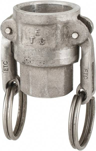 EVER-TITE Coupling Products - 3/4" Aluminum Cam & Groove Suction & Discharge Hose Female Coupler Female NPT Thread - Part D, 1/2" Thread, 250 Max psi - USA Tool & Supply