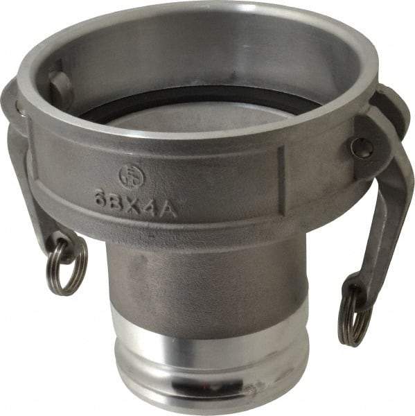 EVER-TITE Coupling Products - 6" Aluminum Cam & Groove Suction & Discharge Hose Female Coupler Male Adapter - 4" Thread, 75 Max psi - USA Tool & Supply